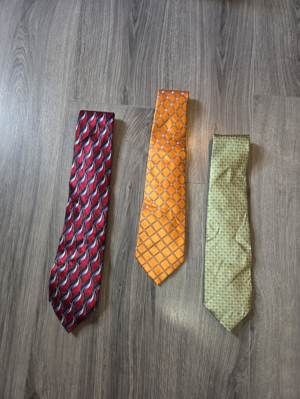 Men's Orange Geometric Silk Tie - Unbranded